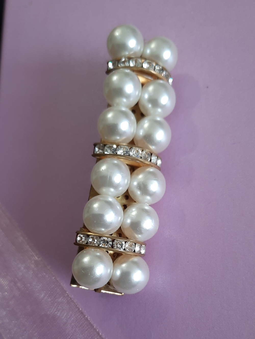 Vintage Pearl & Crystal Gold-Tone Brooch